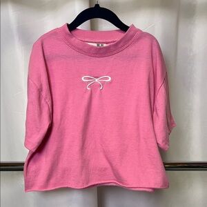 Vintage Havana girls Embroidered Bow T-shirt Pink with White Bow large (14)